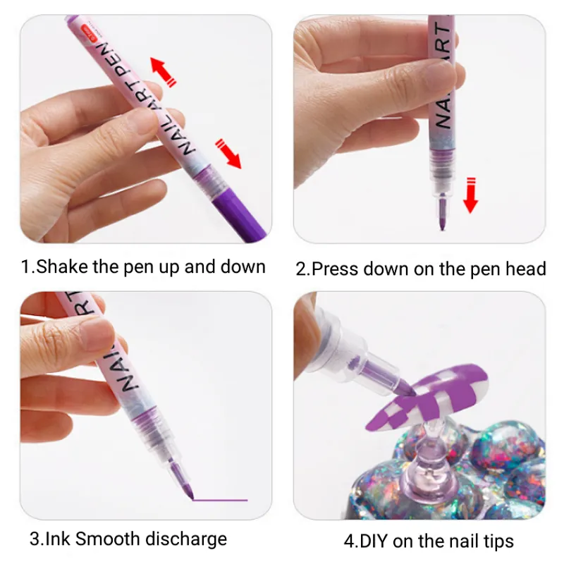 12 Colors 3D DIY Nail Art Drawing Pen