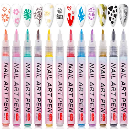 12 Colors 3D DIY Nail Art Drawing Pen